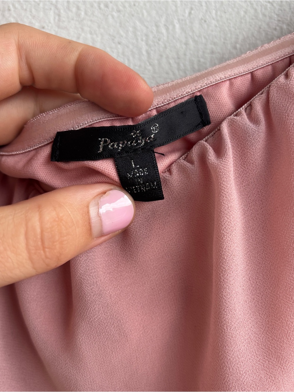 Papaya Blush Pink High-Low Off-Shoulder Ruffle Dress - Picture 4 of 5
